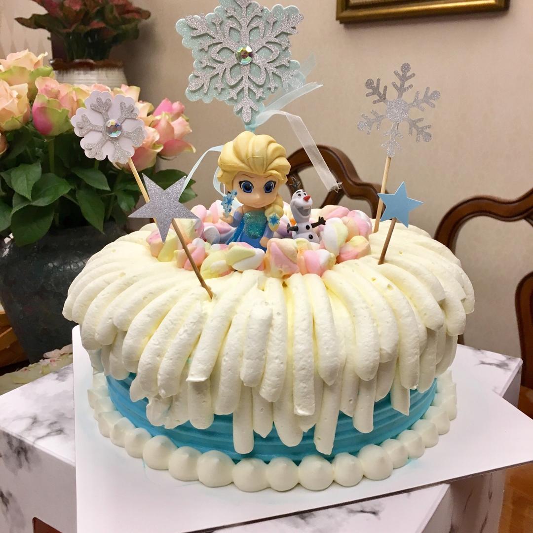 冰雪奇缘主题双层蛋糕--Frozen艾莎