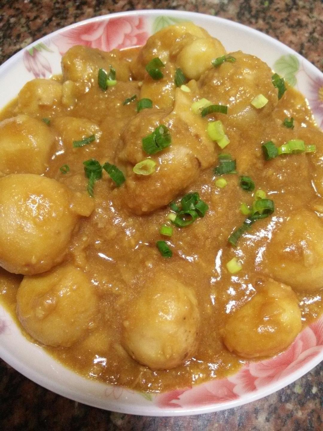 厨房新手期的葱油红烧芋艿