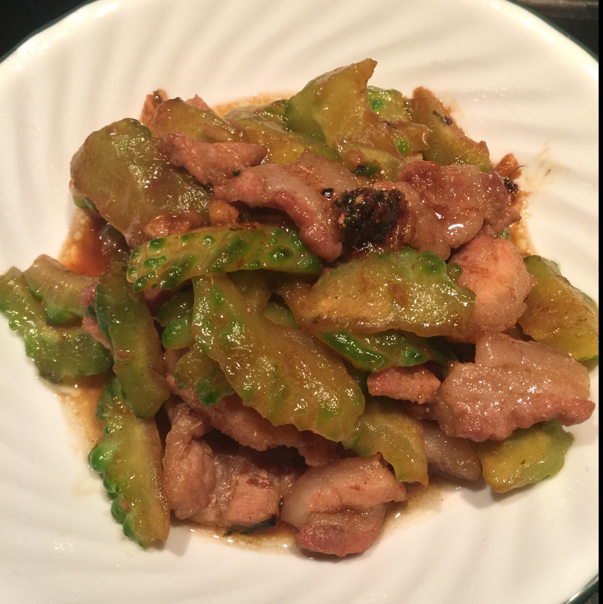 maymay小厨房分享作品晚餐612015年8月25日蒜蓉花腩炒凉瓜#晚餐61