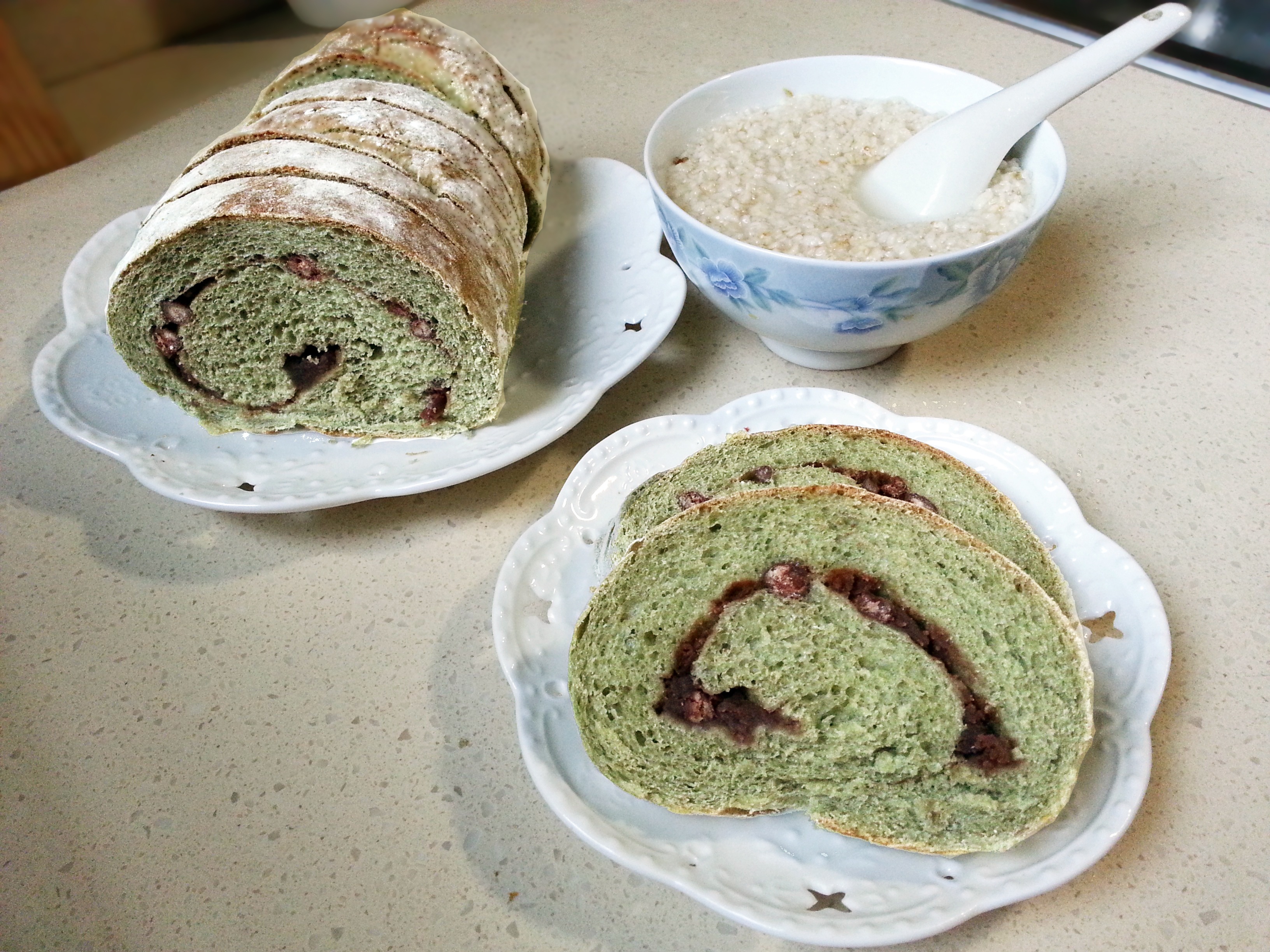抹茶蜜豆乡村面包