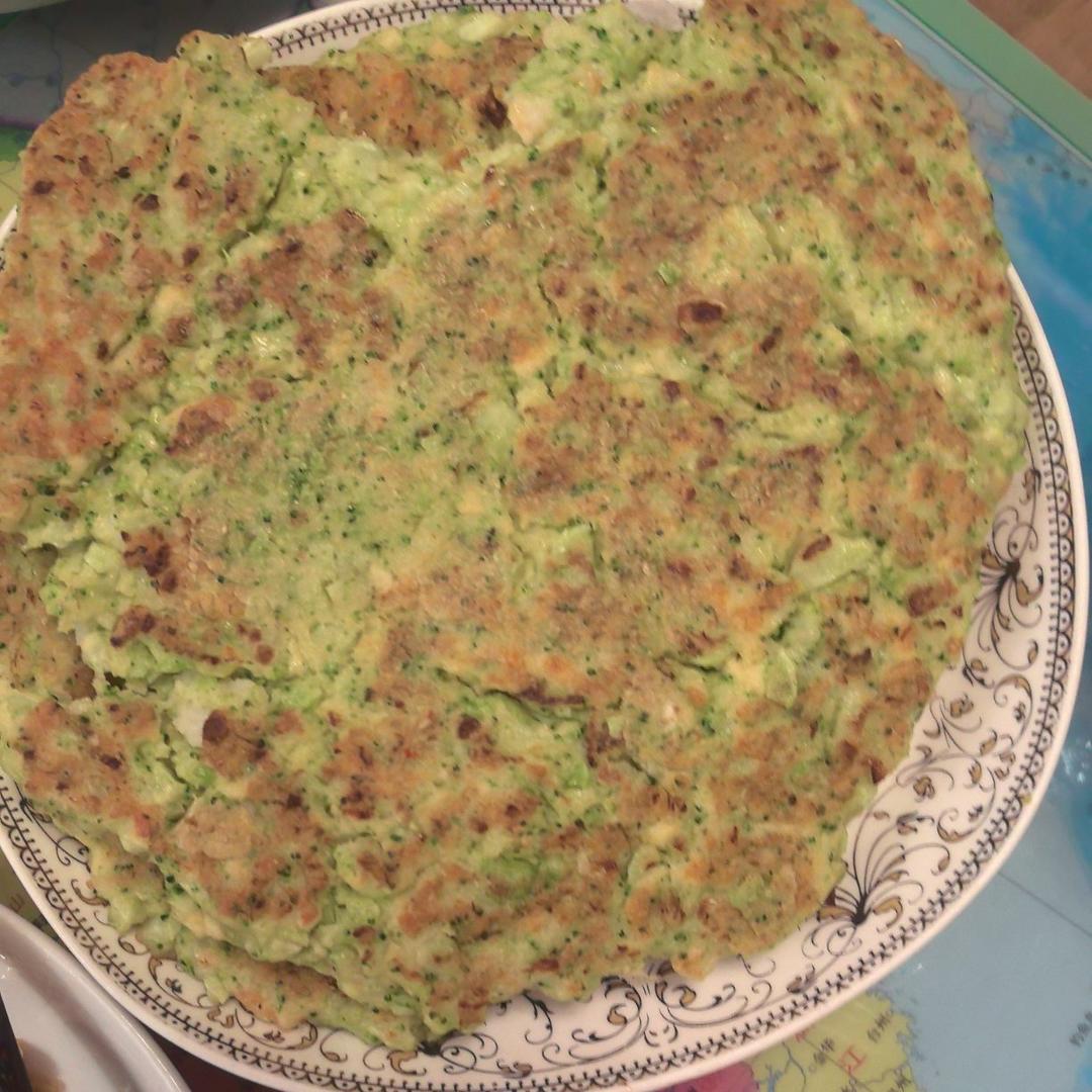 西蓝花豆腐鸡蛋饼，电饼铛无油烙菜饼减脂早餐减肥养生糖尿病