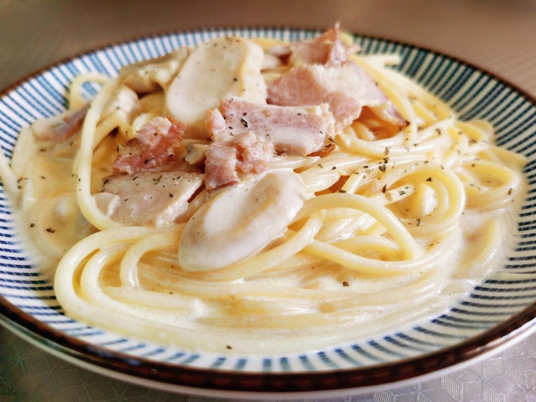 低卡伪白酱奶油培根蘑菇意大利面｜#Healthymeals# 减脂必撸02