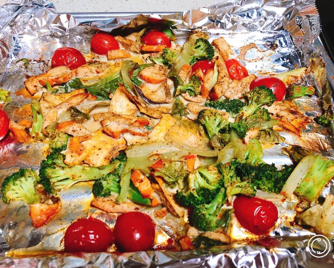 无油鸡胸肉烤时蔬