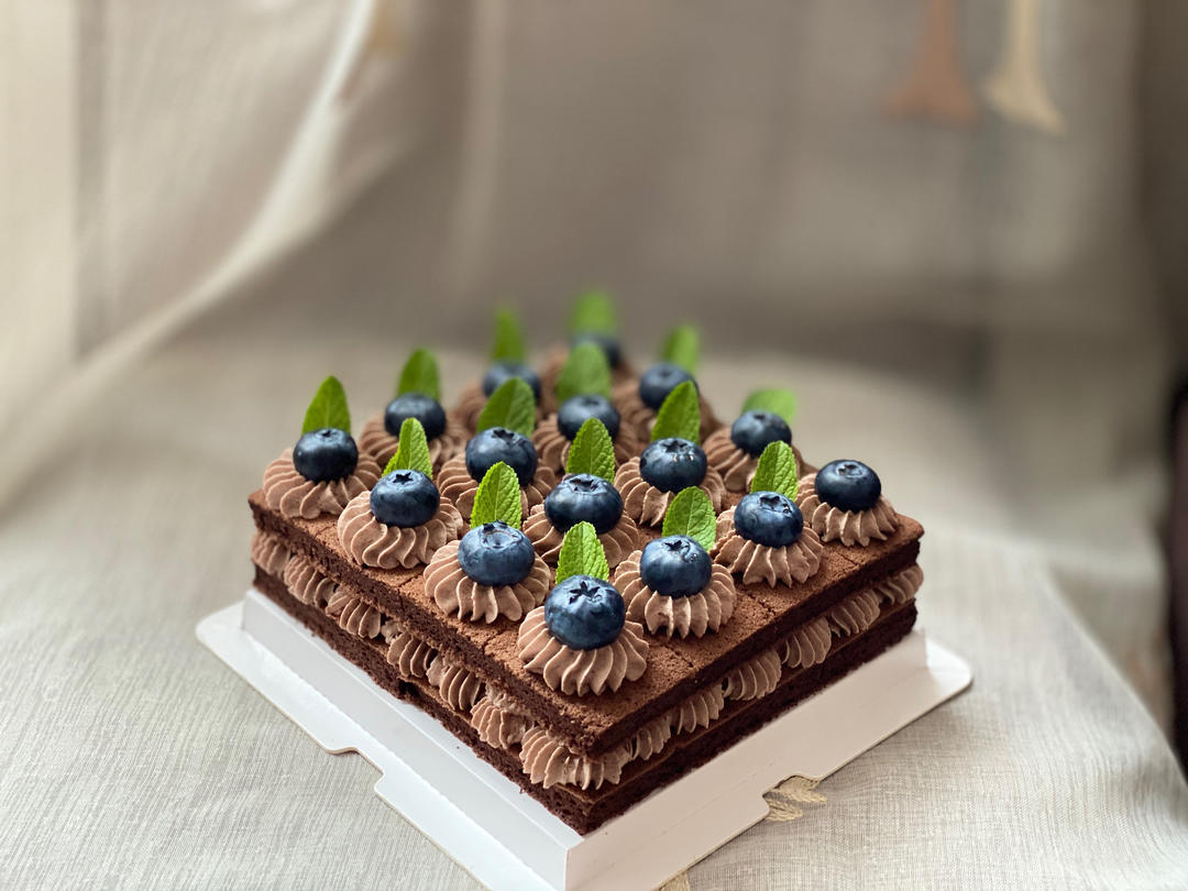 可可方形装饰蛋糕