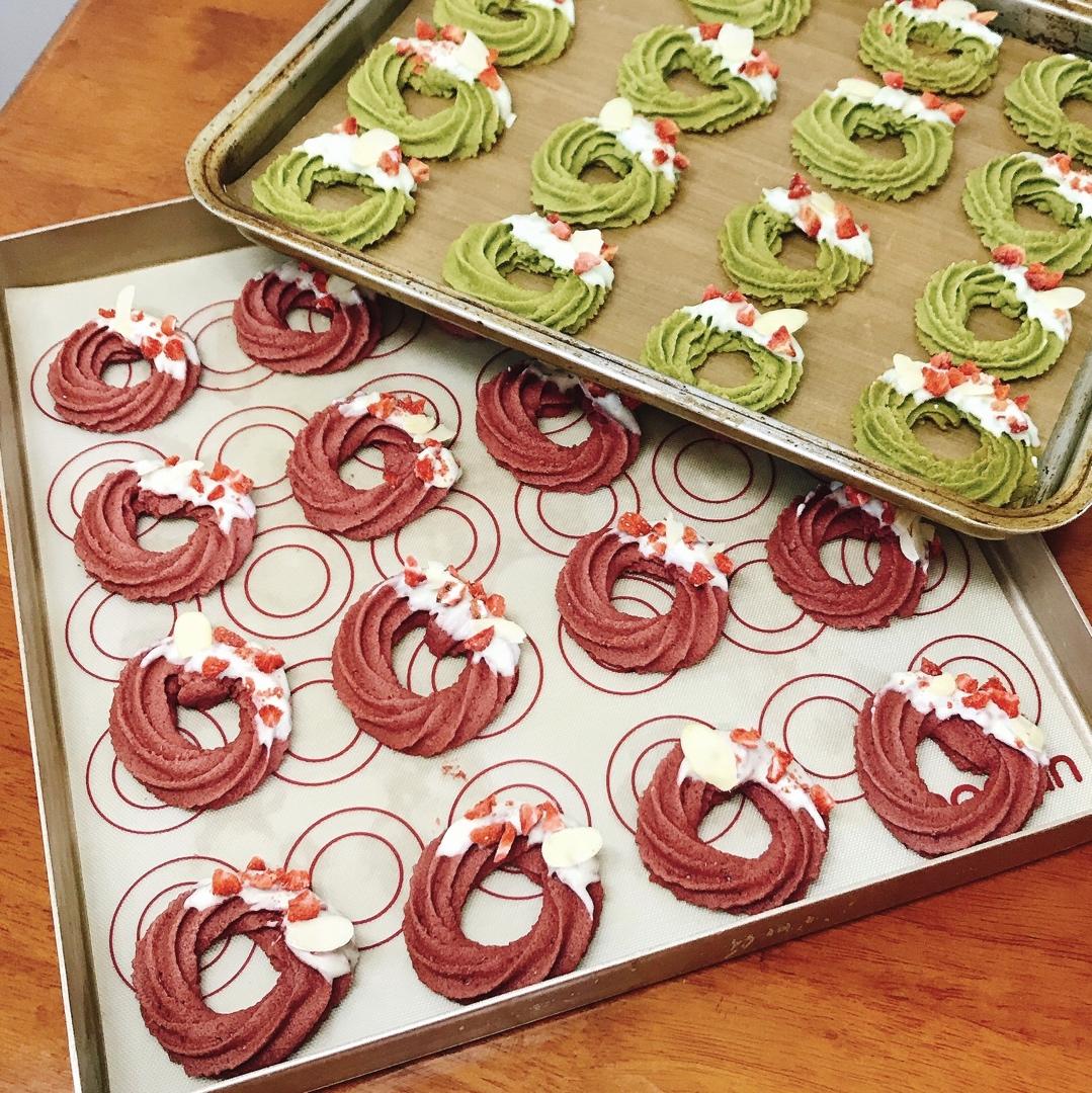 酥到掉渣❗️烤箱必做的美食，抹茶花环曲奇