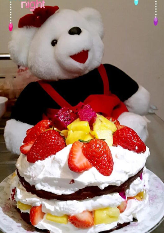 圣诞草莓雪人 红丝绒戚风裸蛋糕