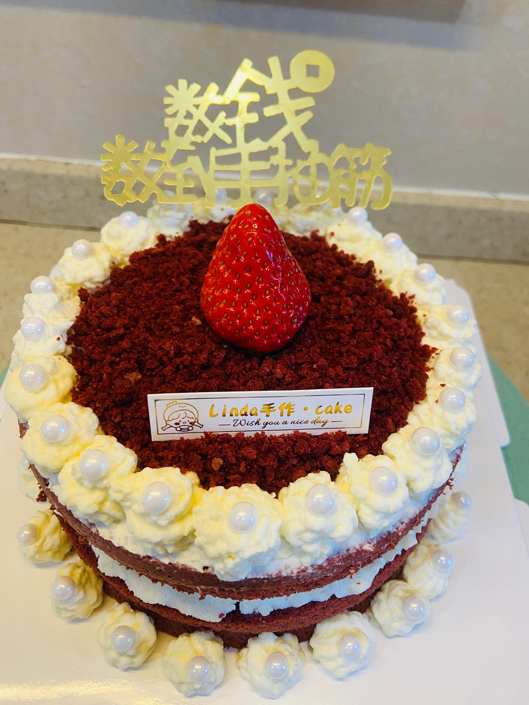 红丝绒草莓奶油蛋糕｜无需抹面｜新年气氛｜高颜值｜超满足
