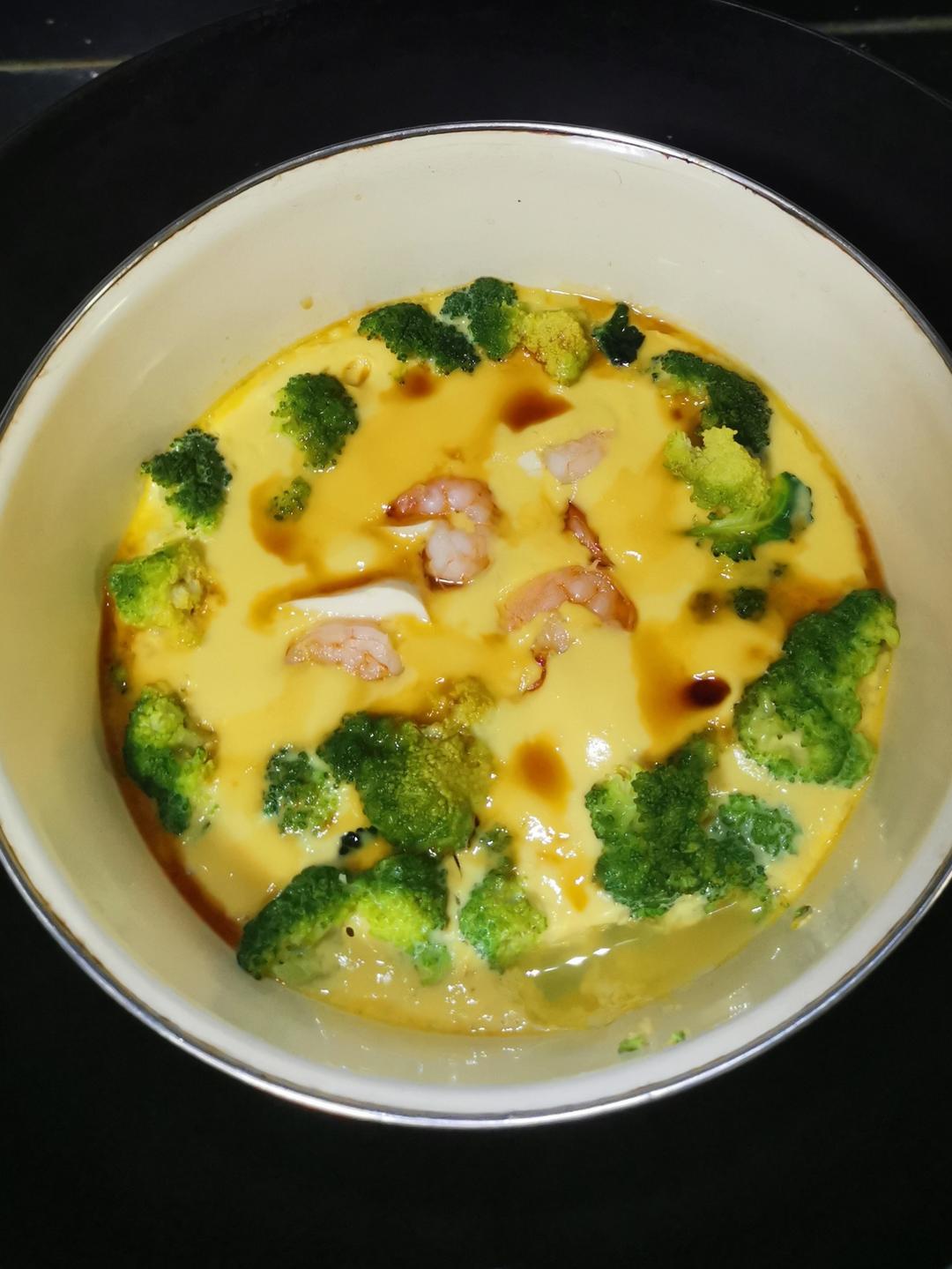 西兰花虾仁豆腐蒸蛋