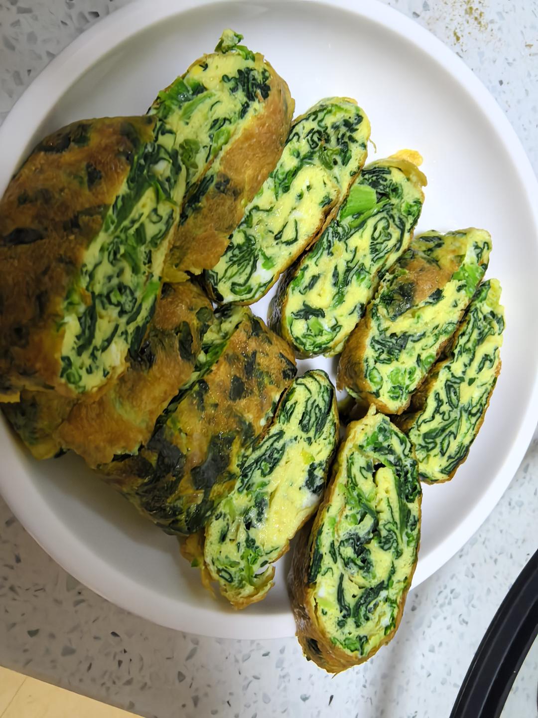 简易版菠菜鸡蛋卷懒人菜
