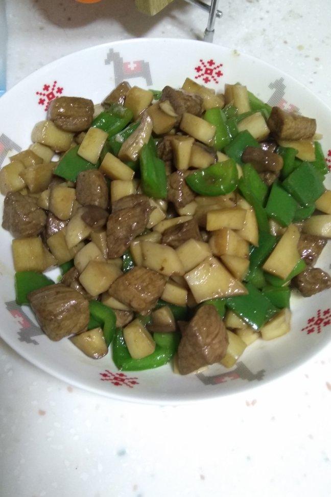 家常菜~杏鲍菇烧牛肉粒