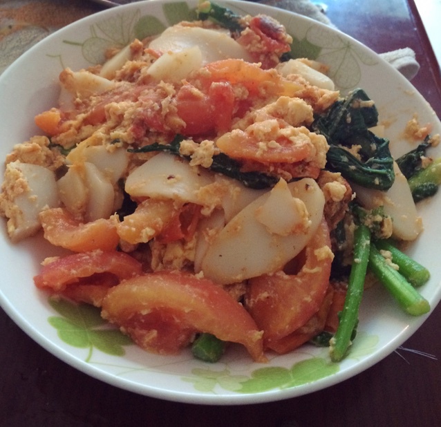 杂蔬鸡蛋炒年糕