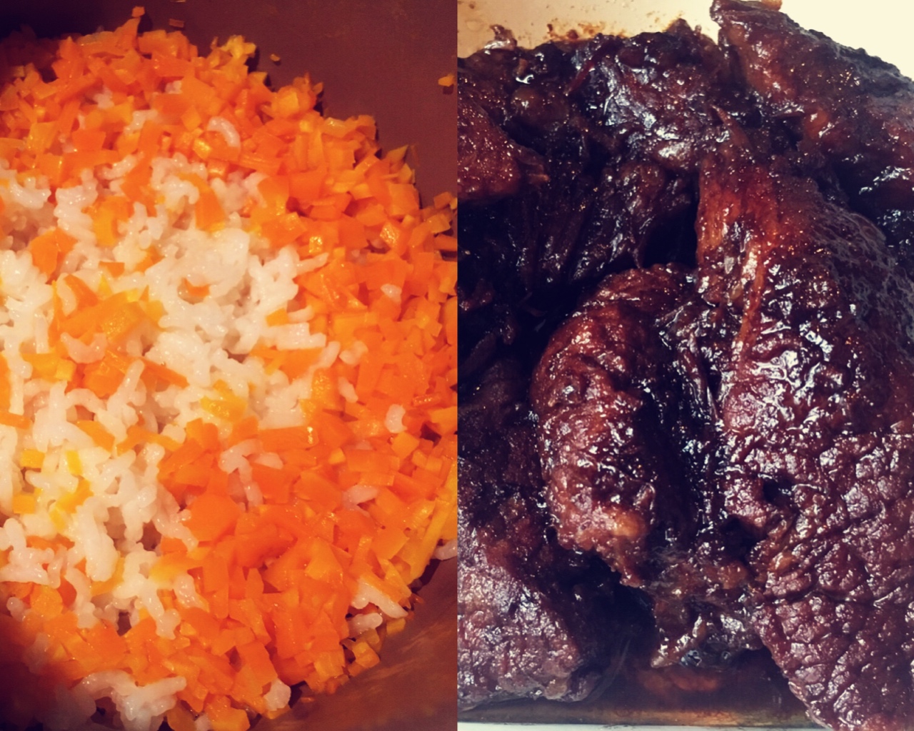 红萝卜米饭+炖牛腩