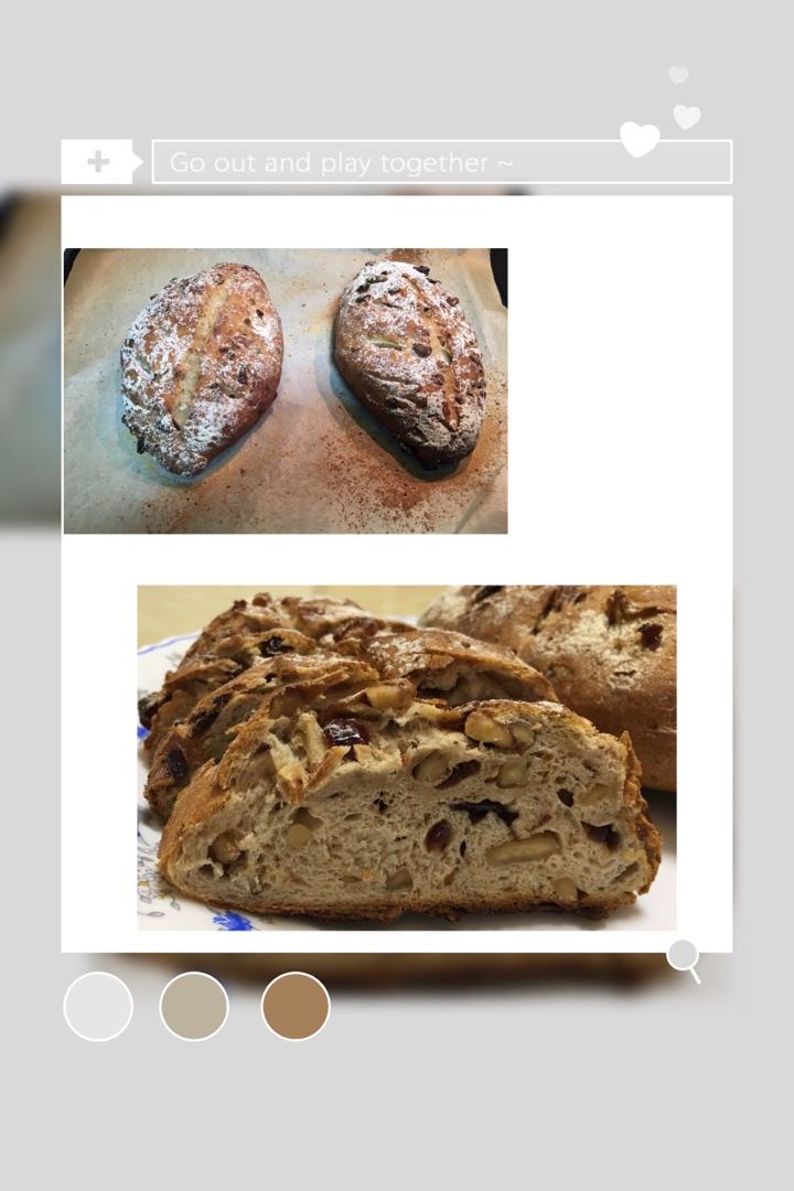 全麦蔓越莓核桃软欧包