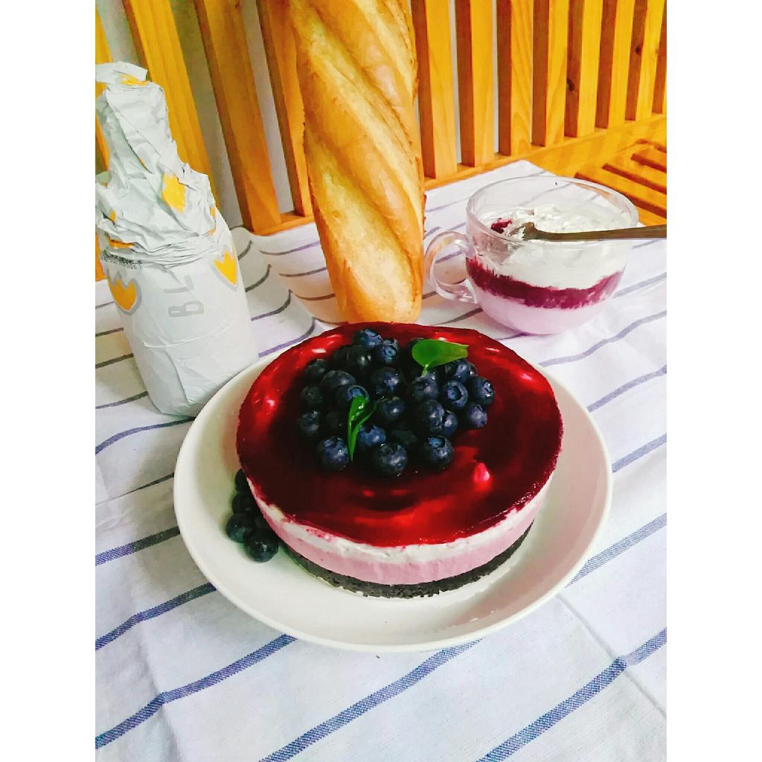 渐变蓝莓冻芝士蛋糕（免烤）