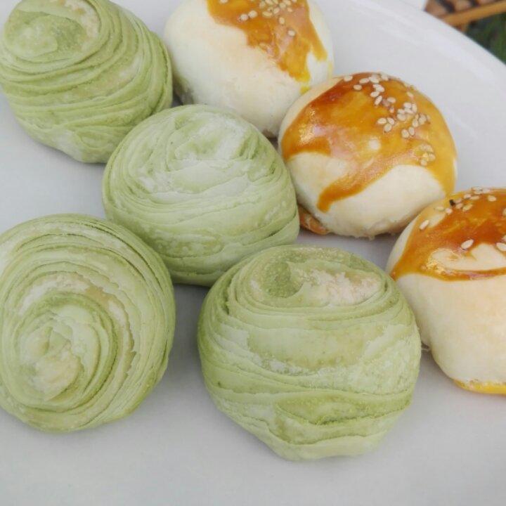 蛋黄酥~紫薯、抹茶、原味~花好月圆，中秋快乐~内附一次做六色蛋黄酥方法~
