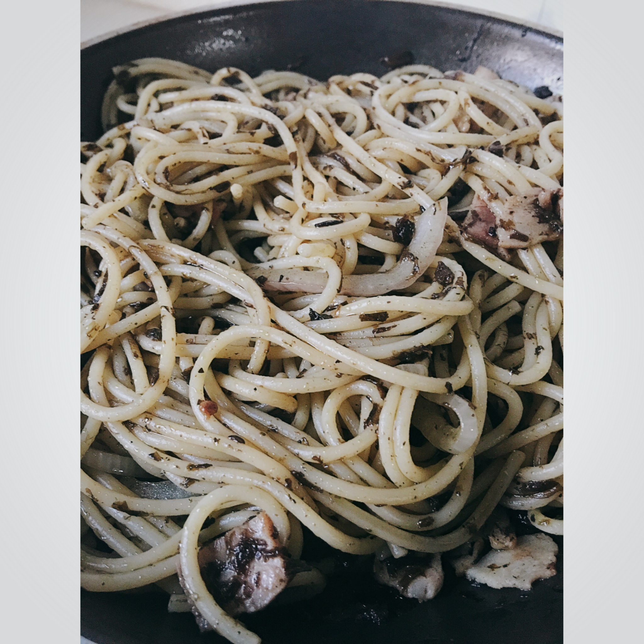 可能是最好吃系列--橄榄菜培根意面