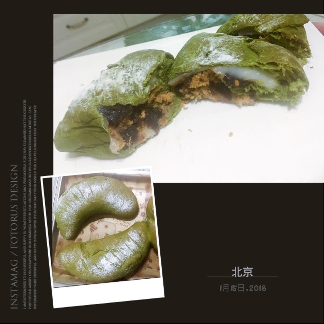 比原麦山丘还好吃的【抹茶麻薯古早味面包】肉松红豆沙