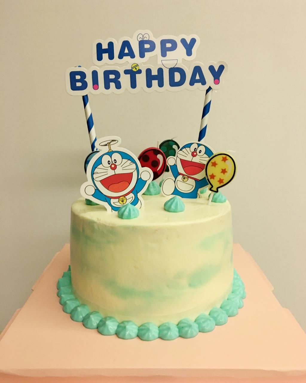 哆啦A梦蓝胖子卡通裱花蛋糕