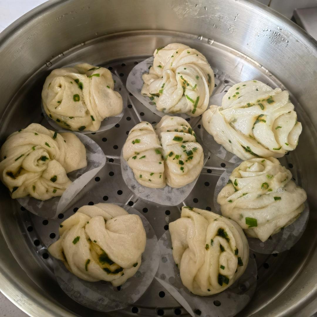 葱油花卷，一根筷子卷出漂亮的造型