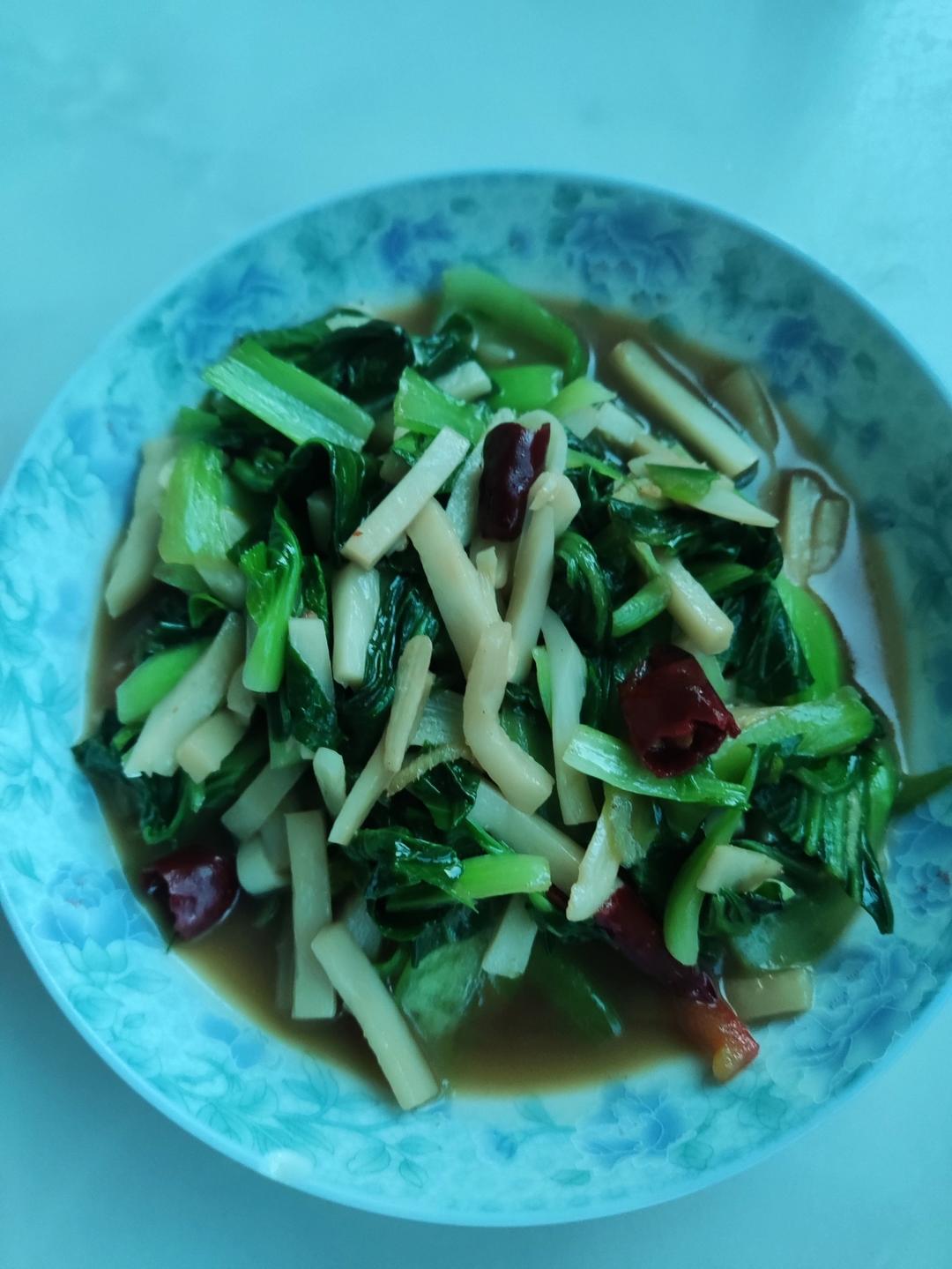 超级好吃的蒜末，杏鲍菇炒青菜
