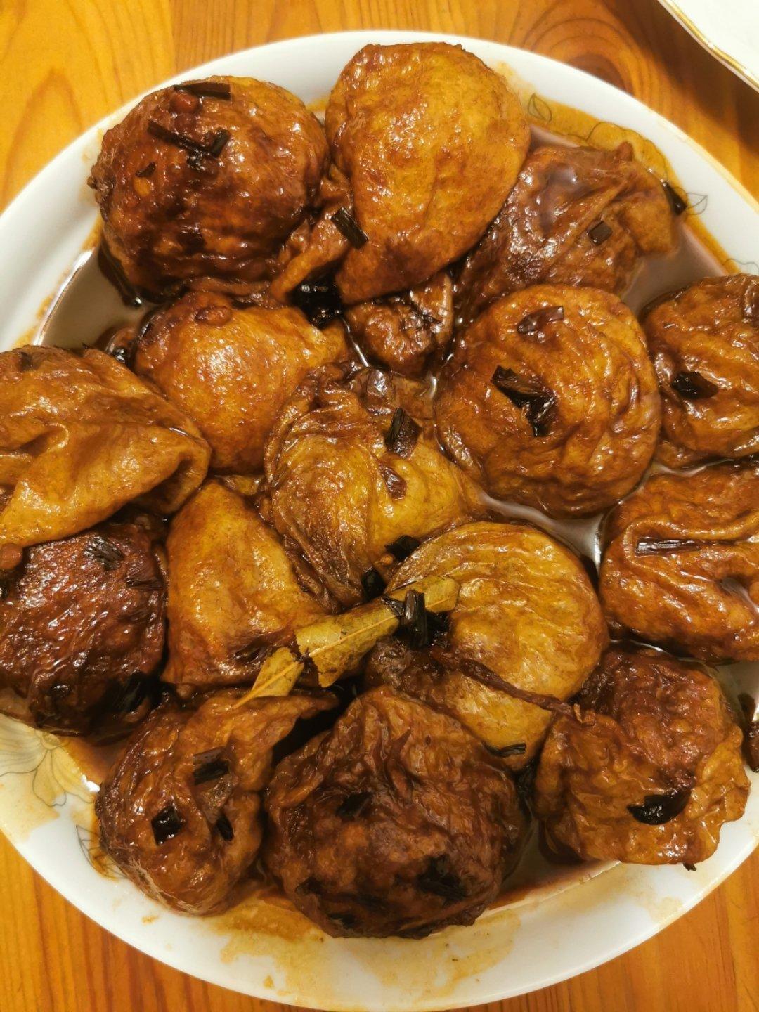 红烧油面筋塞肉