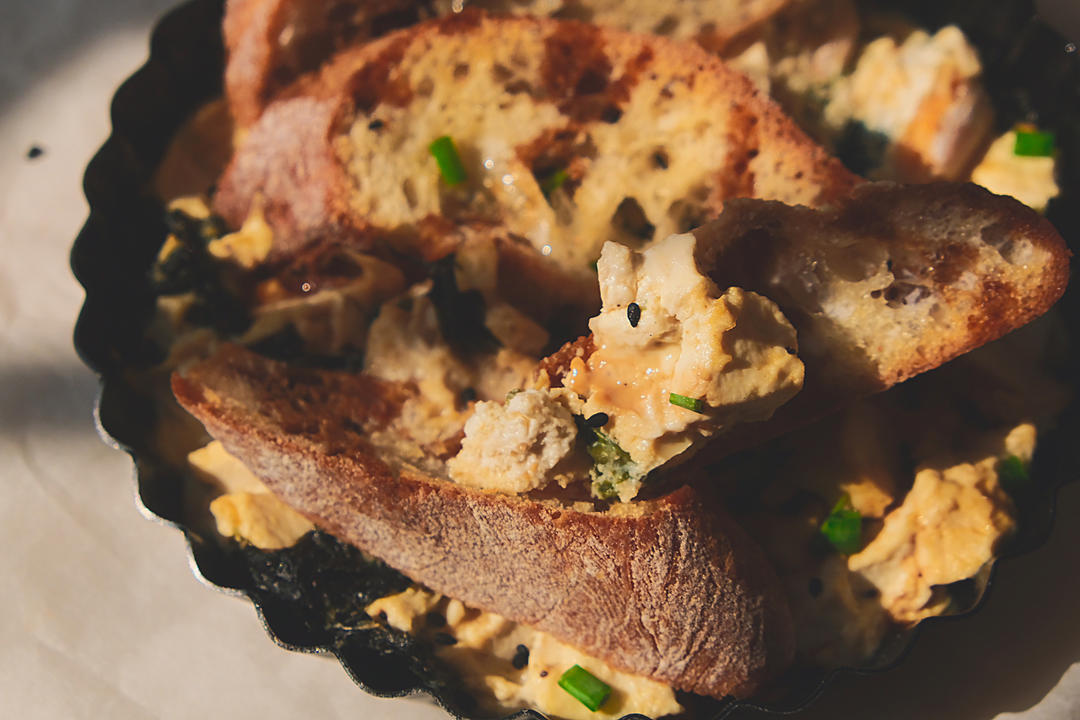 海米咸豆花蛋焗法棍【健康一锅端】