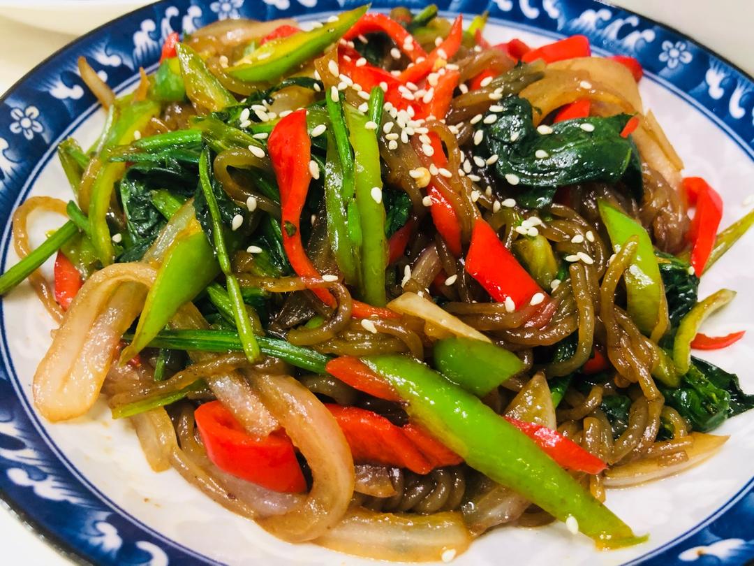 韩式粉丝炒杂菜 Korean Style Glass Noodles with Vegetables