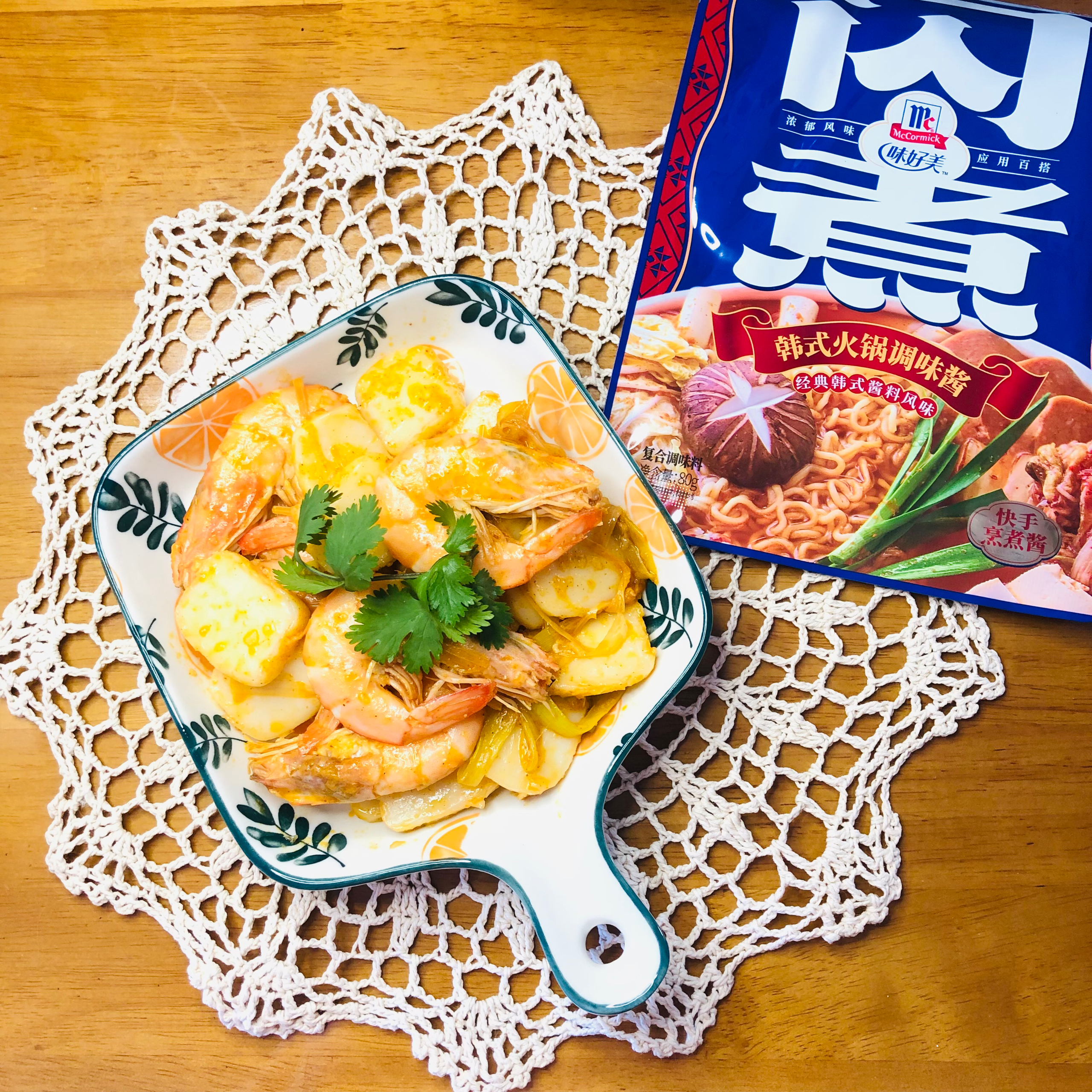 韩式年糕大虾的做法