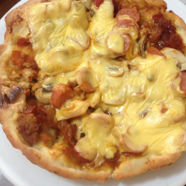 蘑菇火腿心花边比萨