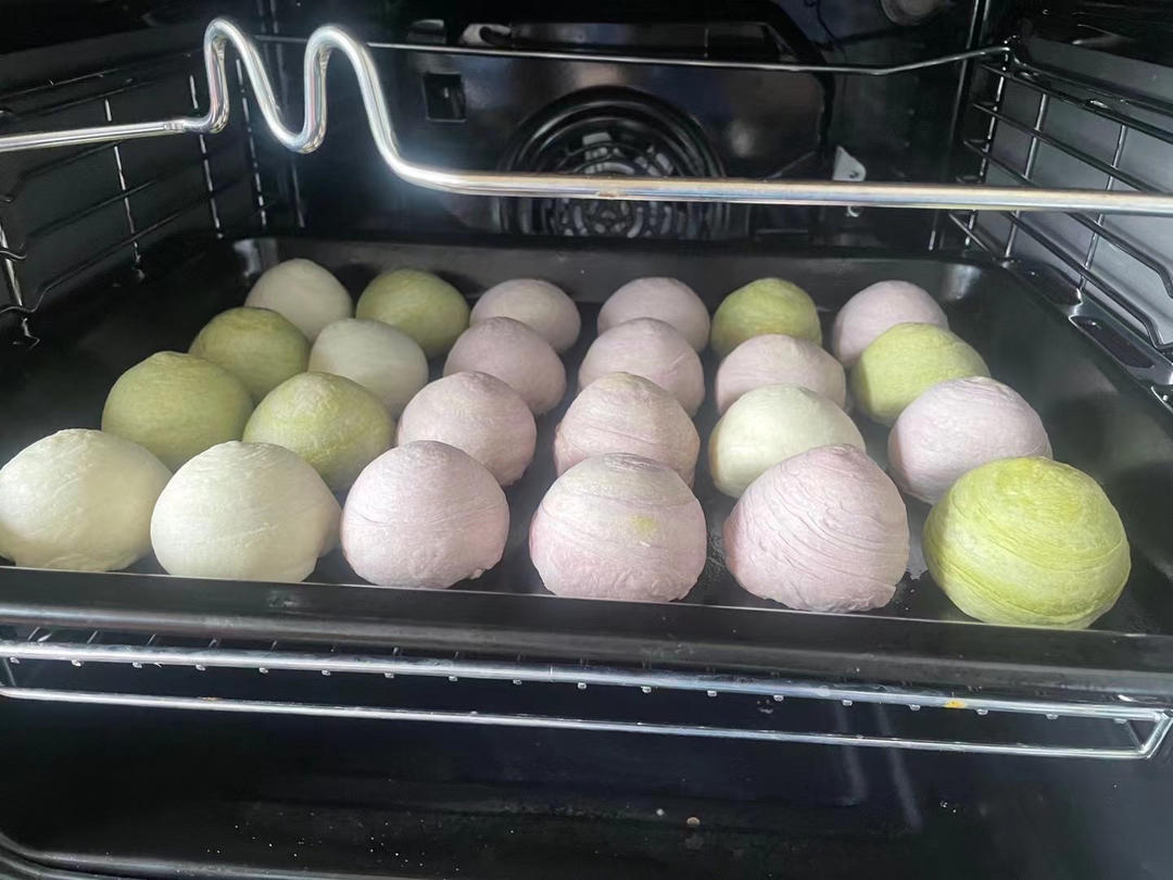 蛋黄酥~紫薯、抹茶、原味~花好月圆，中秋快乐~内附一次做六色蛋黄酥方法~