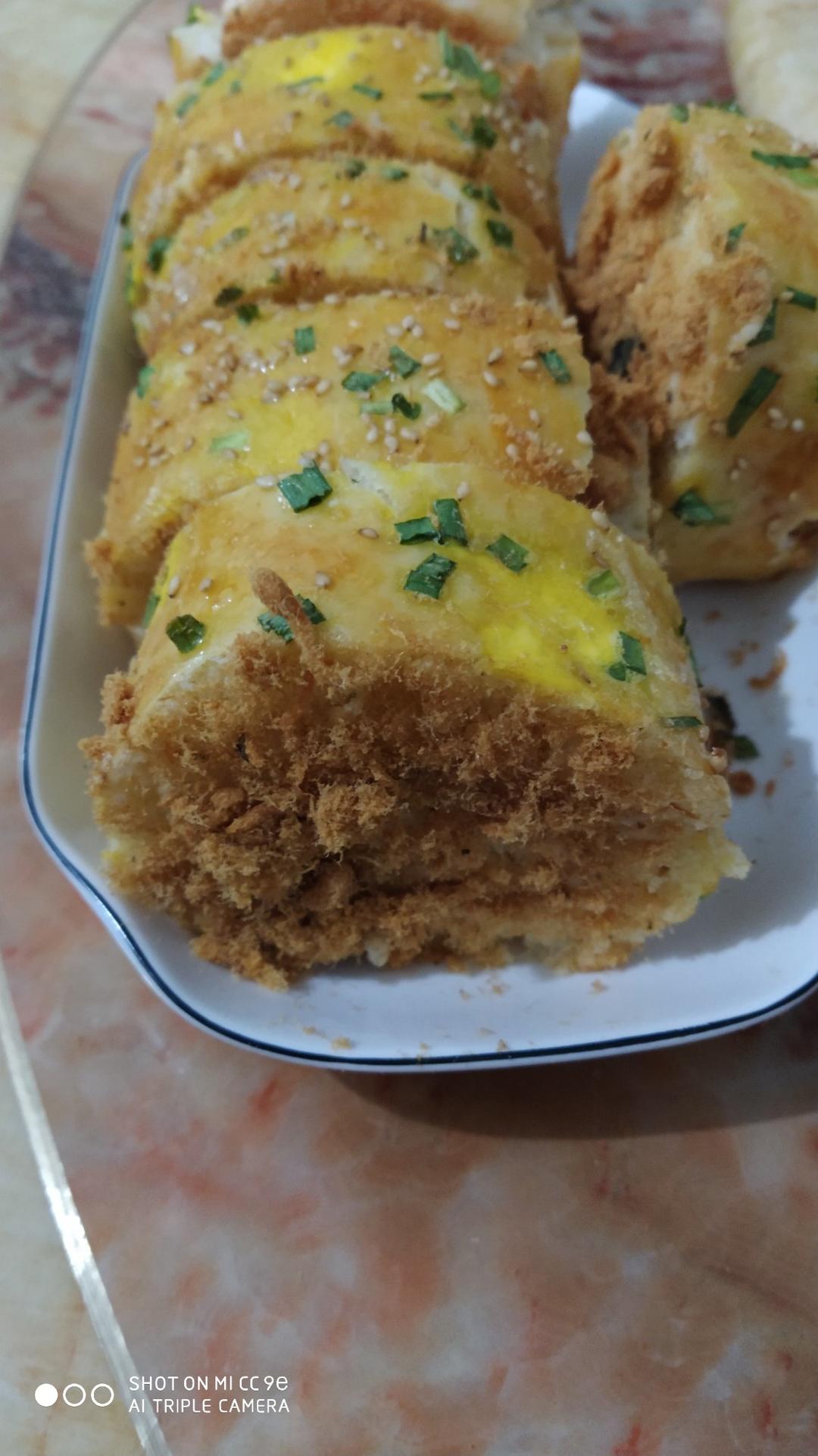 香葱肉松卷 面包肉松卷—水解法