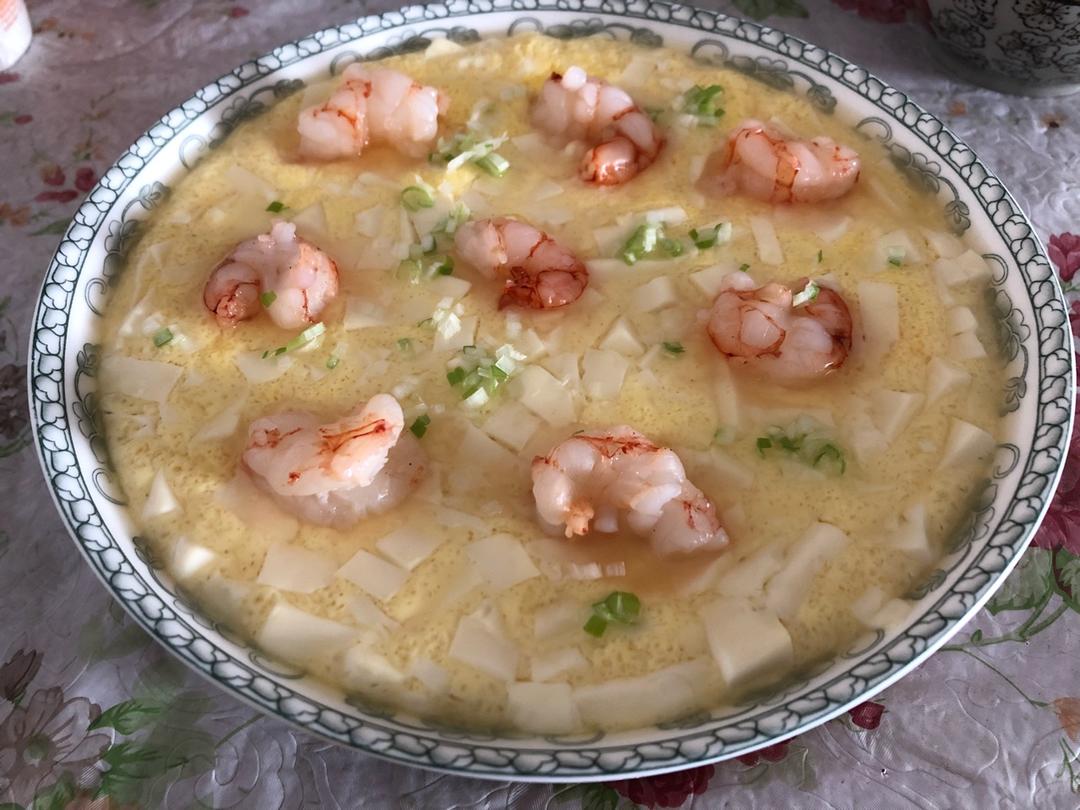 虾仁豆腐蒸水蛋