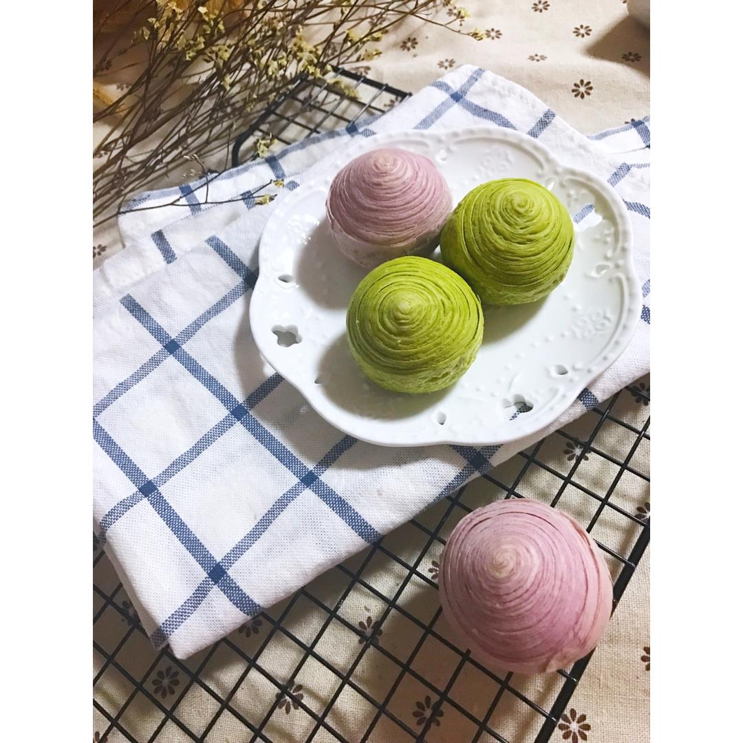 蛋黄酥~紫薯、抹茶、原味~花好月圆，中秋快乐~内附一次做六色蛋黄酥方法~