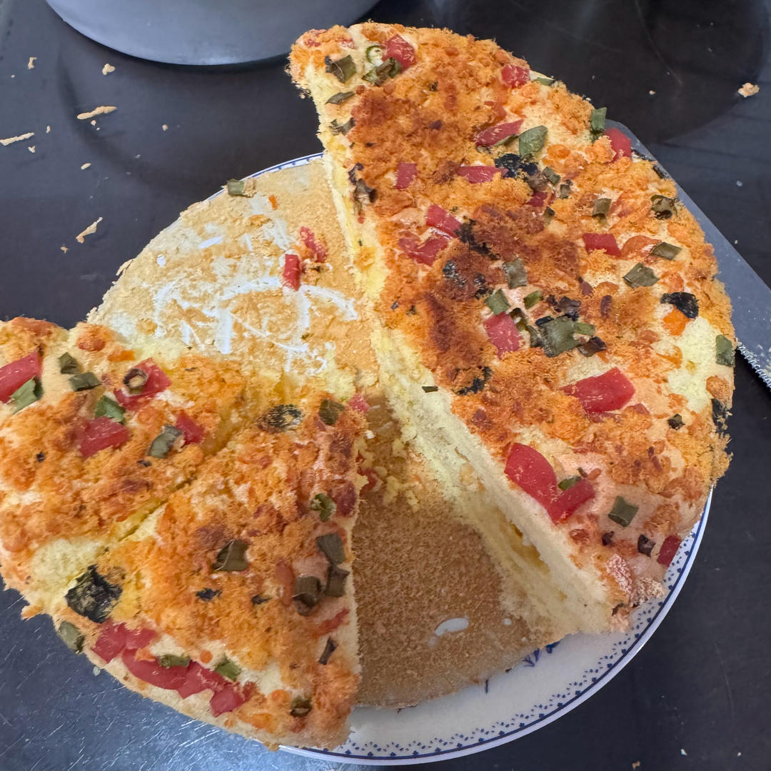 爆浆葱花火腿肉松蛋糕