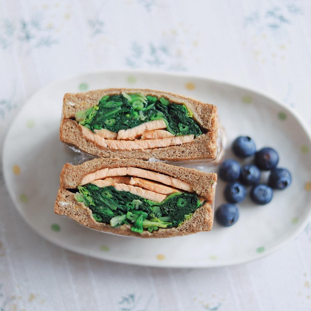 全麦三文鱼菠菜三明治 附超详细的包三明治大法｜#Healthybreakfast#