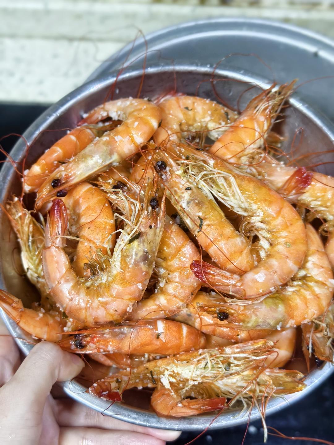 超大超鲜的盐焗🦐虾