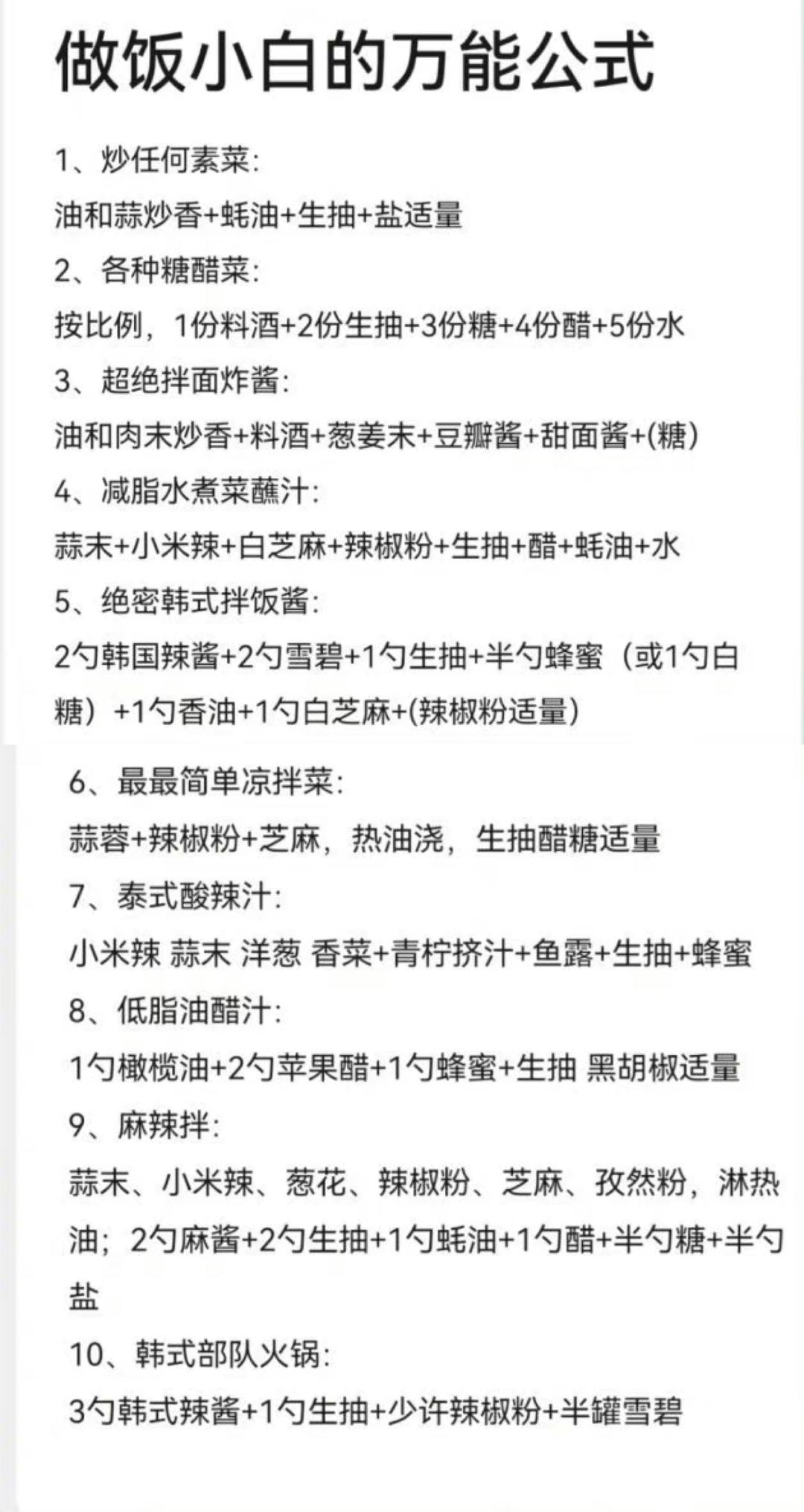 做饭小白的万能公式的做法