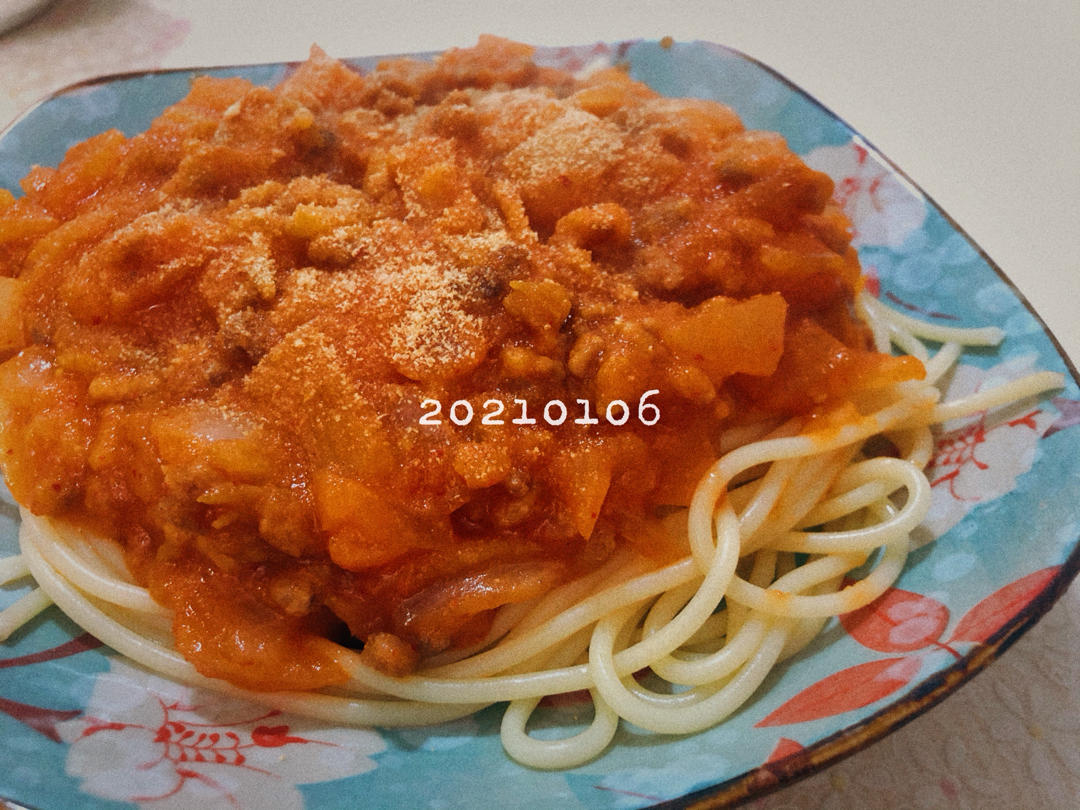 （完胜必胜客的）番茄肉酱意大利面～