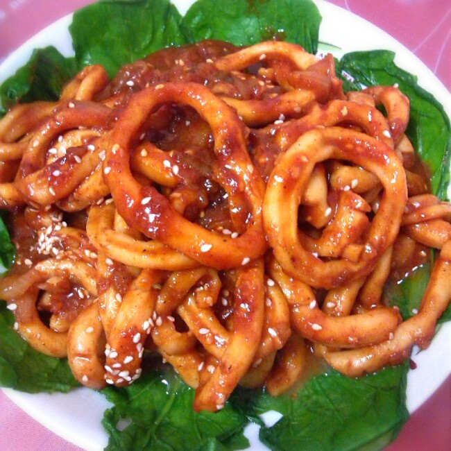 玉果果做的韩式辣酱炒鱿鱼