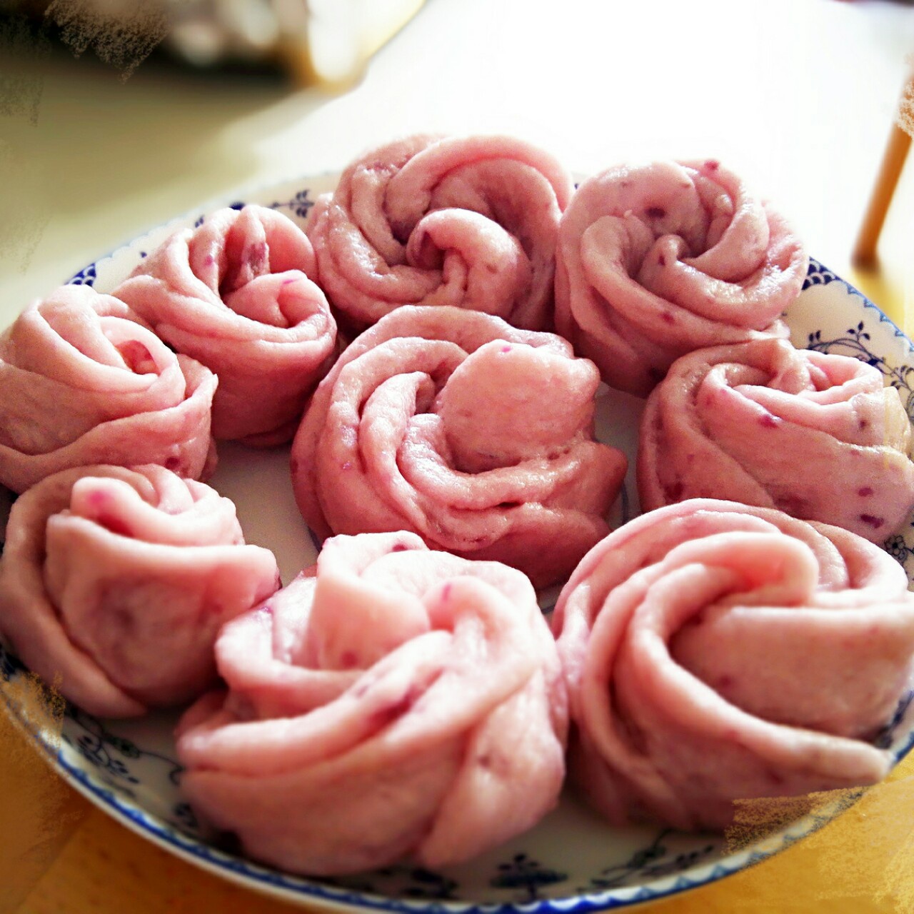 紫薯玫瑰花卷馒头