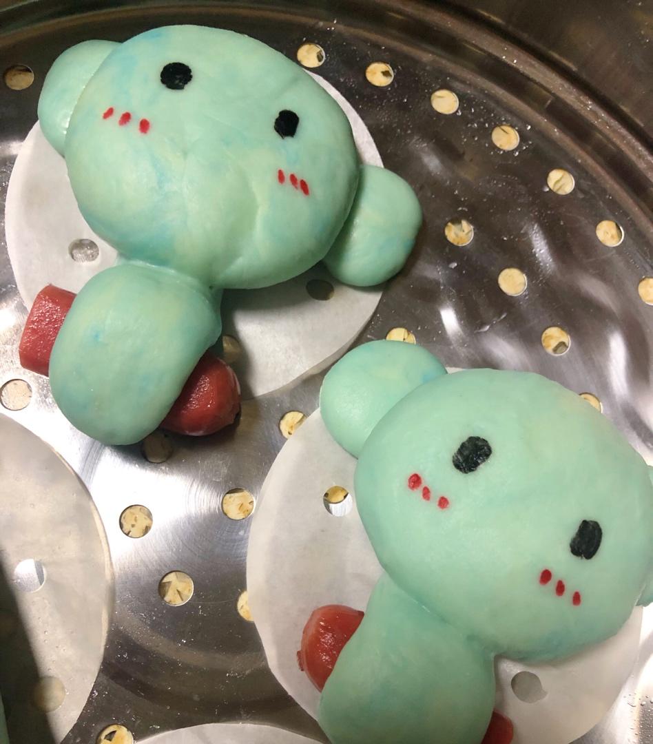 蒙蒙哒做的可爱大象火腿肠卡通馒头