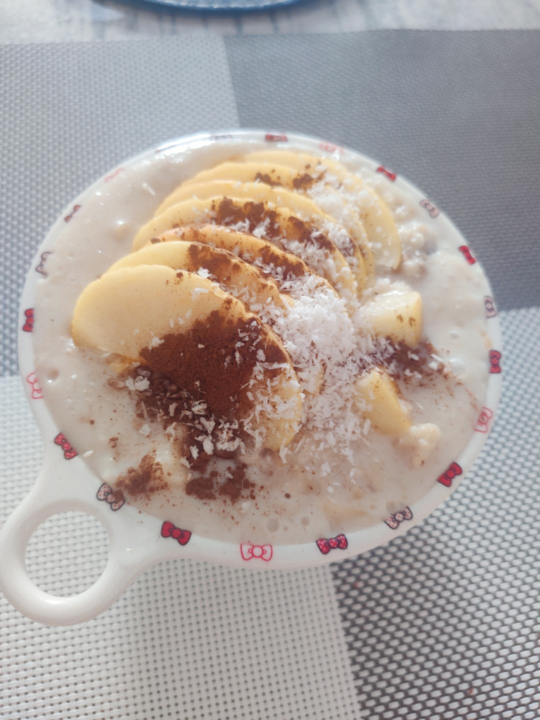 肉桂苹果红枣&黑芝麻豆乳燕麦粥🍎〔无糖健康〕