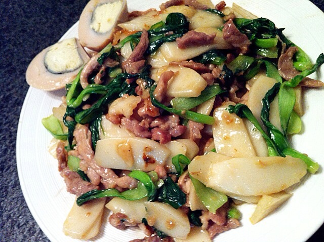 青菜肉丝炒年糕