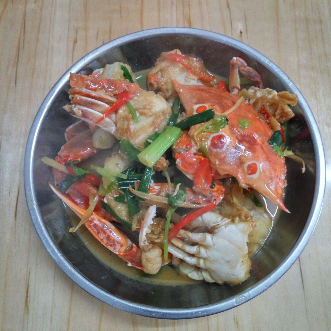 姜葱炒花蟹