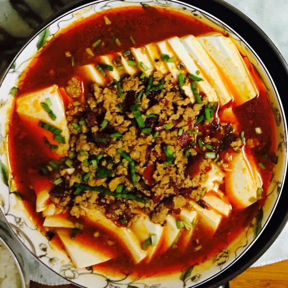 香辣肉末蒸豆腐