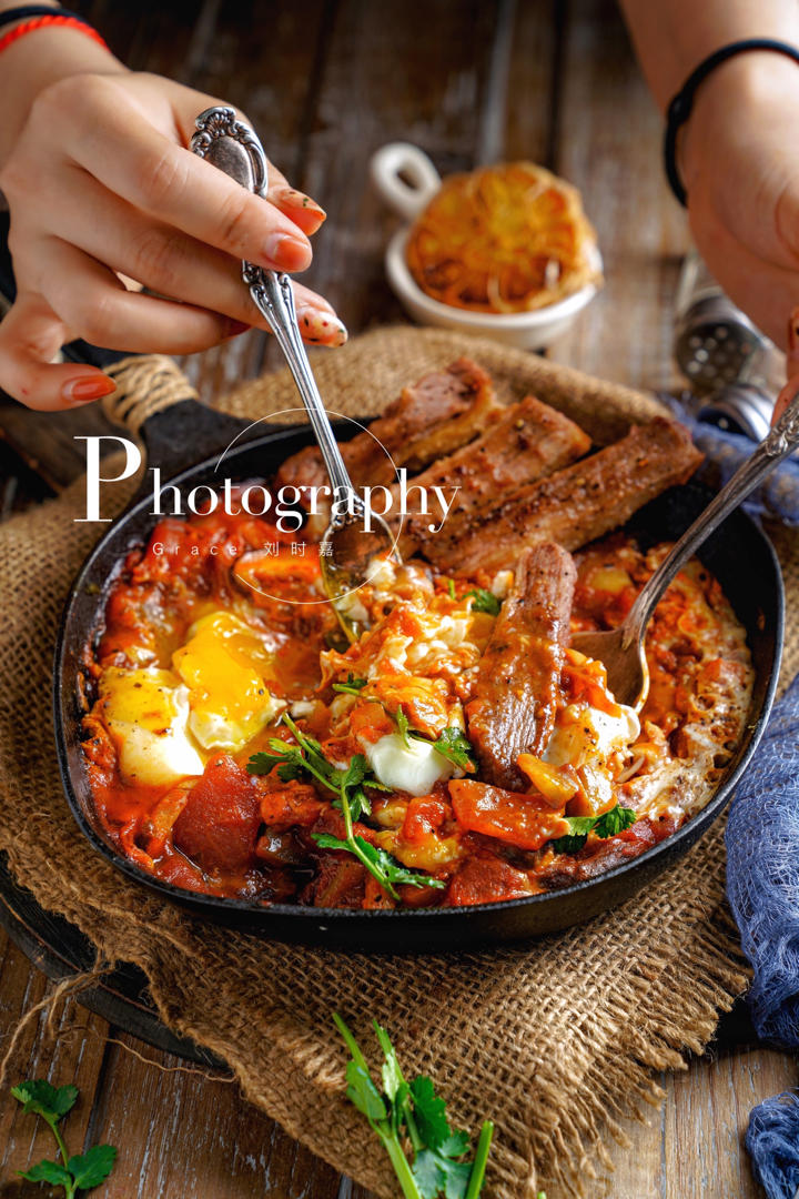宅家brunch 北非蛋/摩洛哥焖蛋牛排 复刻杭州网红店brunch～
