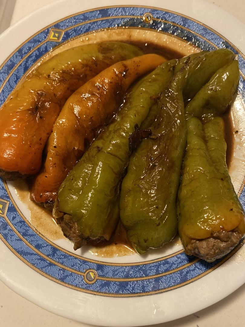 健康美味青椒酿肉 😋😋（🤓绿绿的青辣椒包裹着香醇的肉馅😎根本停不下了😋😋）
