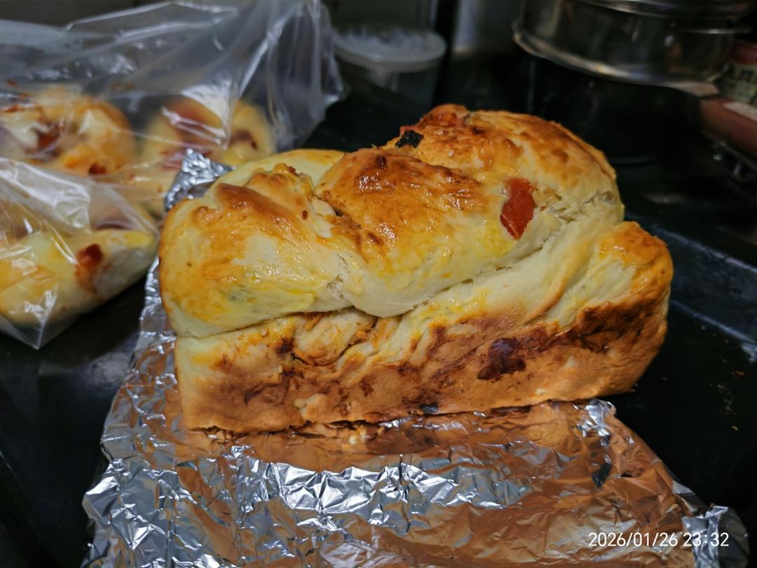 香葱肉松手撕吐司