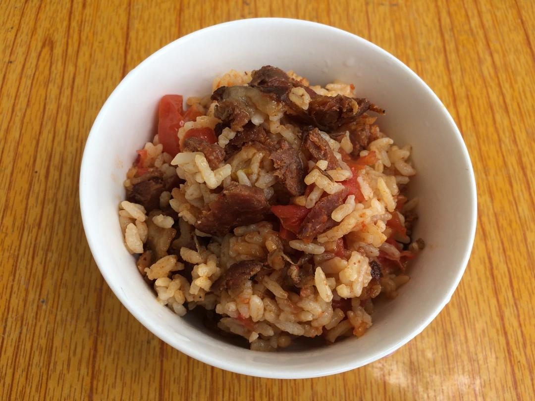 寝室简易电饭锅整个番茄饭（香肠版）