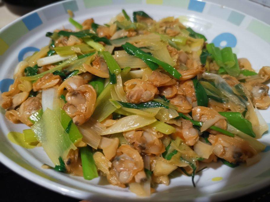 快手菜-葱炒蚬子肉